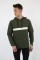 Üç İplik Kapşonlu Kalın Çizgili Kanguru Cepli Erkek Günlük Sweatshirt