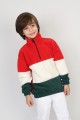 Full Polar Kumaş Yarım Fermuarlı Garnili Erkek Çocuk Günlük Sweatshirt