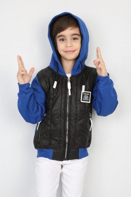 Üç İplik Kapşonlu Fermuarlı İçi Termal Erkek Çocuk Günlük Sweatshirt