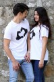 Kalp İşaretli Beyaz Sevgili Tişörtleri