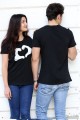 Kalp İsaretli Siyah Sevgili Tişörtleri 