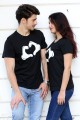 Kalp İsaretli Siyah Sevgili Tişörtleri 