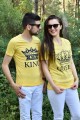 King Queen Sarı Sevgili Tişörtleri