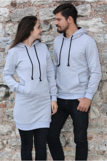 Düz Gri Tunik Ve Sweat Sevgili Kombini