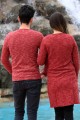 Kırçıllı Desen Kırmızı Tunik Ve Triko Sevgili Kombini
