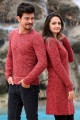 Kırçıllı Desen Kırmızı Tunik Ve Triko Sevgili Kombini