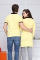Martı Desen Sarı Tunik Ve Tişört Sevgili Kombini