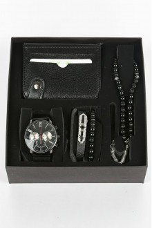Erkek Kol Saati Tesbih Bileklik Cüzdan Kutulu 5’li Hediye Seti