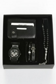 Erkek Kol Saati Tesbih Bileklik Cüzdan Kutulu 5’li Hediye Seti