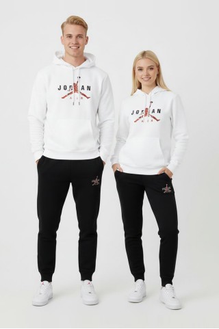 Jorner Baskılı Siyah Takım Eşofman Sevgili Kombini 