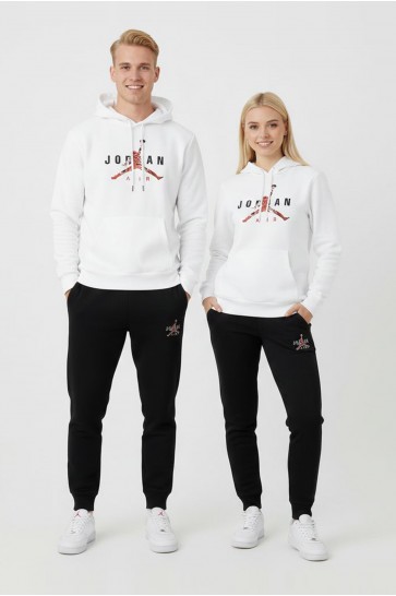 Jorner Baskılı Siyah Takım Eşofman Sevgili Kombini 