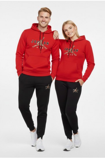 Jorner Baskılı Kırmızı Takım Eşofman Sevgili Kombini 