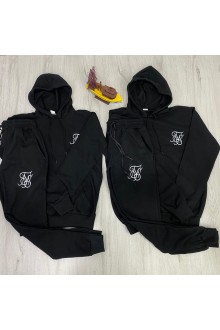 Baskılı Siyah Takım Eşofman Sevgili Kombini