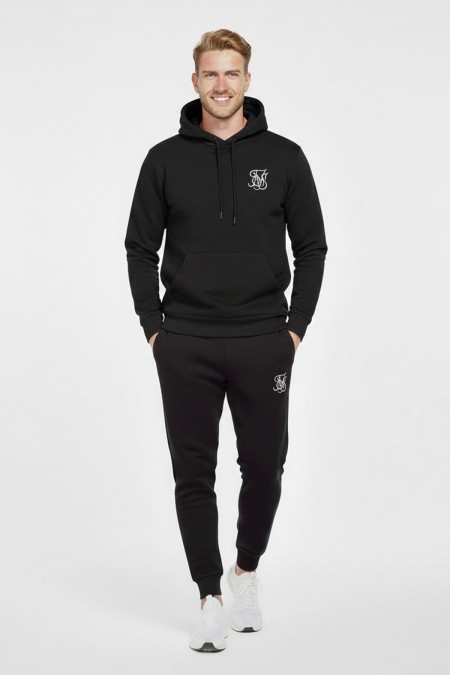 Baskılı Siyah Takım Eşofman Sevgili Kombini