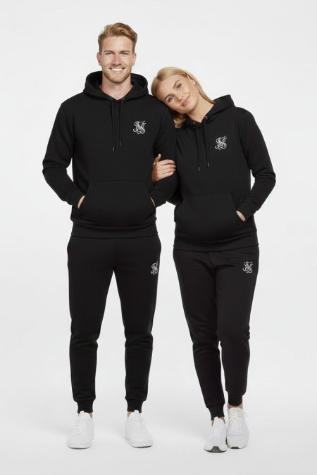 Baskılı Siyah Takım Eşofman Sevgili Kombini