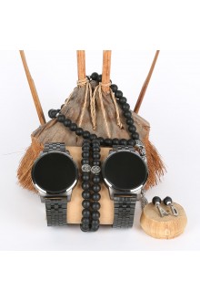 5li Set Bileklik Ve Tesbihli Dijital Metal Kordon Siyah Sevgili Saatleri