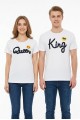 King Queen Baskılı Emoji Detaylı Pamuklu Sevgili Kombini Tişört