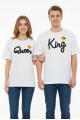 King Queen Baskılı Emoji Detaylı Pamuklu Sevgili Kombini Tişört
