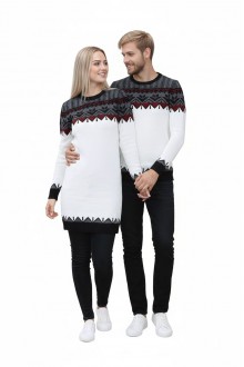 Desenli Beyaz Tunik Ve Triko Sevgili Kombini