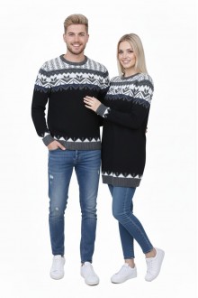 Desenli Siyah Tunik Ve Triko Sevgili Kombini