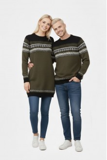 Desenli Haki Tunik Ve Triko Sevgili Kombini