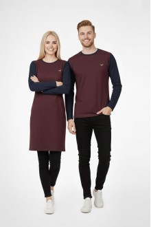 Desenli Lacivert Tunik Ve Triko Sevgili Kombini