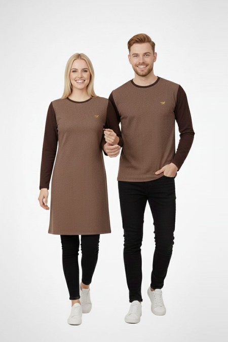 Desenli Vizon Tunik Ve Triko Sevgili Kombini