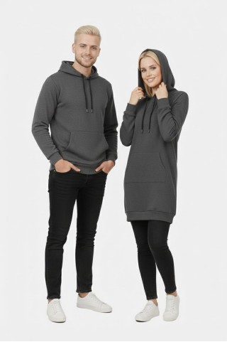 Düz Antrasit Tunik Ve Sweat Sevgili Kombini