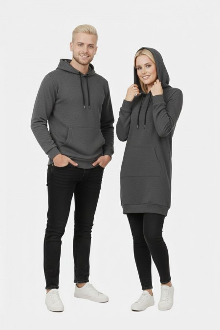 Düz Antrasit Tunik Ve Sweat Sevgili Kombini