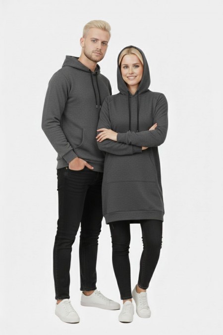Düz Antrasit Tunik Ve Sweat Sevgili Kombini