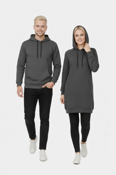 Düz Antrasit Tunik Ve Sweat Sevgili Kombini