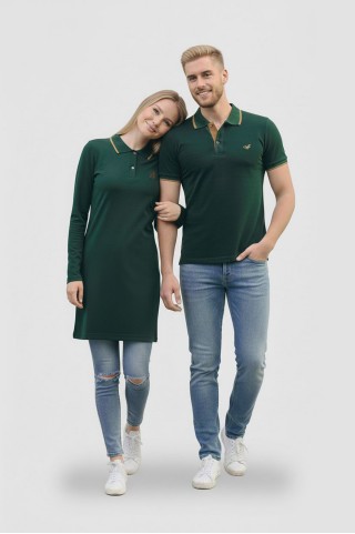 Düz Haki Tunik Ve Tişört Sevgili Kombini