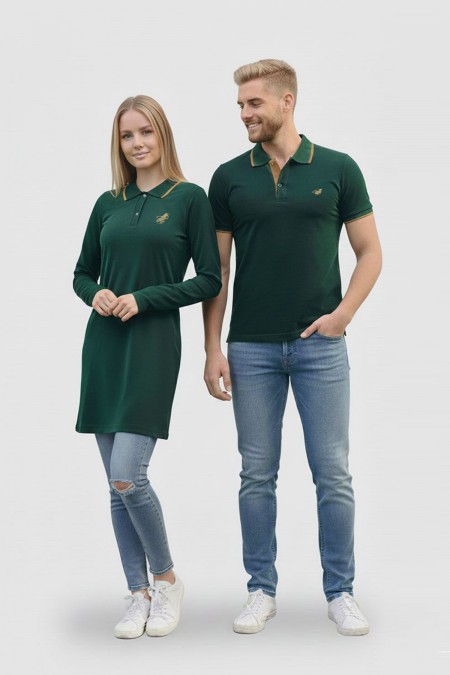 Düz Haki Tunik Ve Tişört Sevgili Kombini