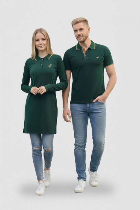 Düz Haki Tunik Ve Tişört Sevgili Kombini