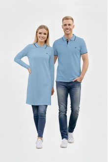 Düz Mavi Tunik Ve Tişört Sevgili Kombini