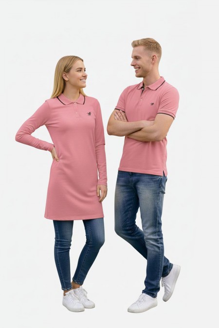 Düz Pembe Tunik Ve Tişört Sevgili Kombini