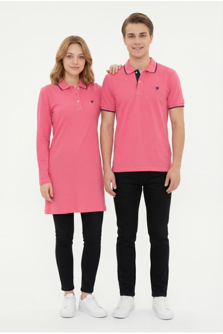 Kısa Kollu Erkek ve Uzun Kollu Kadın Pamuklu Düz Polo Yaka Sevgili Kombin Tişört