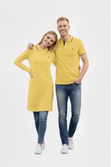 Düz Sarı Tunik Ve Tişört Sevgili Kombini