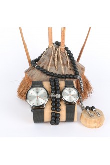 5li Set Bileklik Ve Tesbihli Gri Sevgili Saatleri