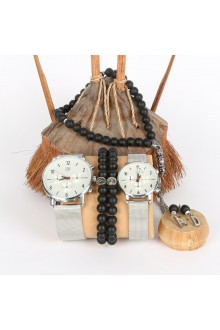 5li Set Bileklik Ve Tesbihli Gri Sevgili Saatleri