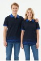 Uniseks Martı Desenli Garnili Polo Yaka Kısa Kollu Slim Fit Pamuklu Tişört